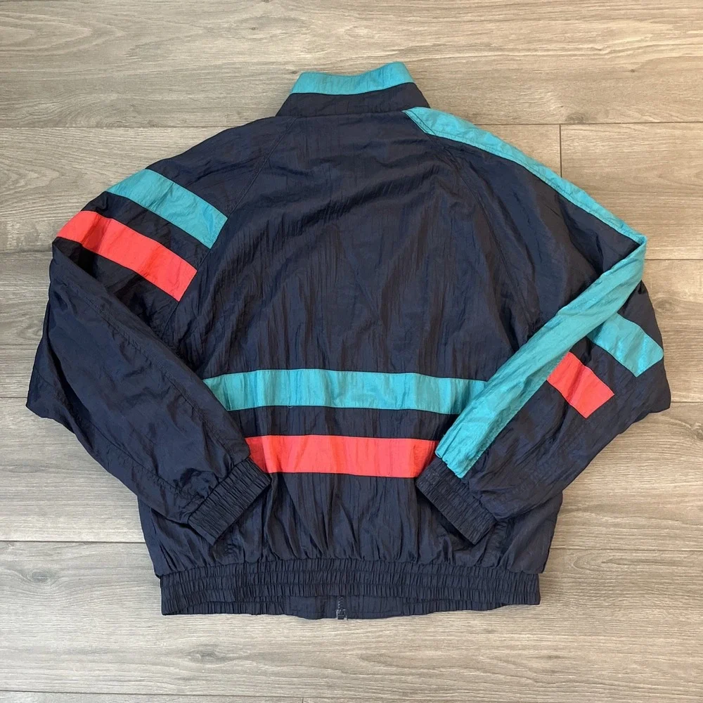VTG Prince Mens L Full Zip Lined Windbreaker Jacket Blue Green Red